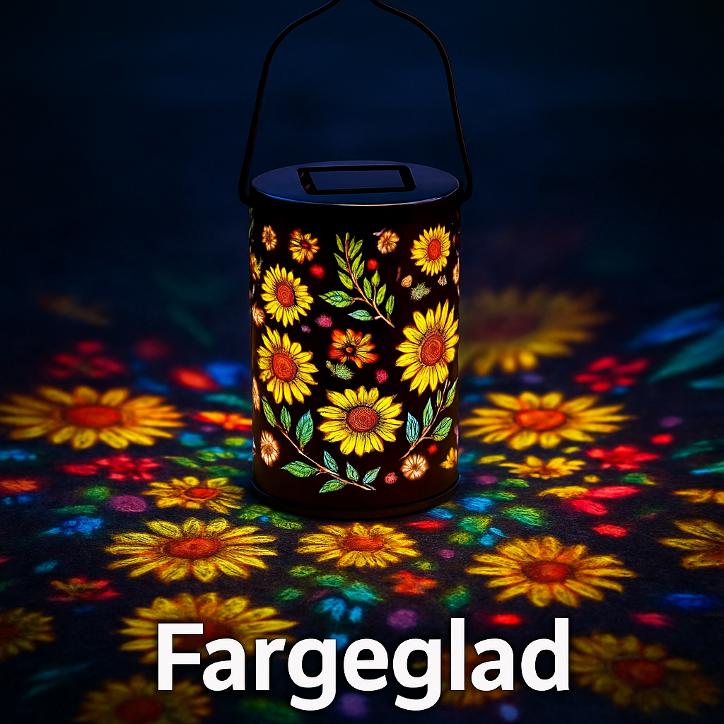 FloraLykta solcellelykt med solrosemonstre - fargeglad