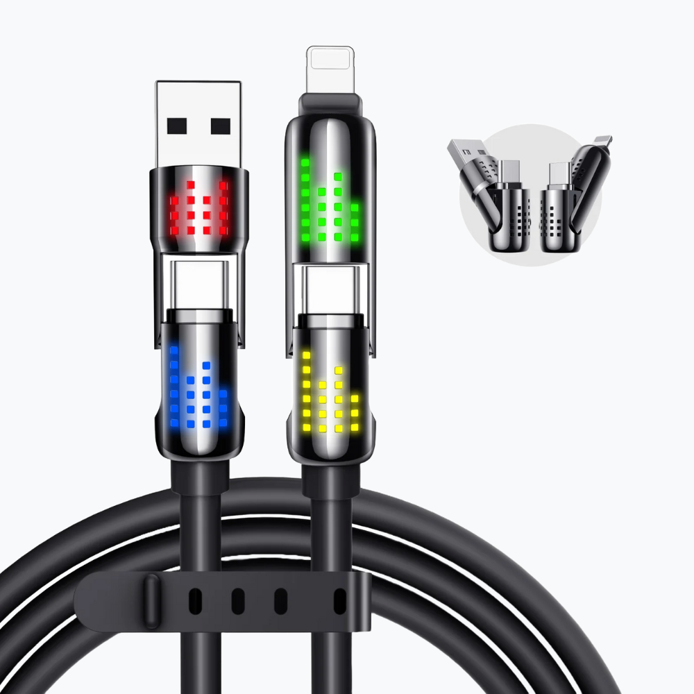 iGuard 4-i-1 ladekabel 240W med LED-kontakter