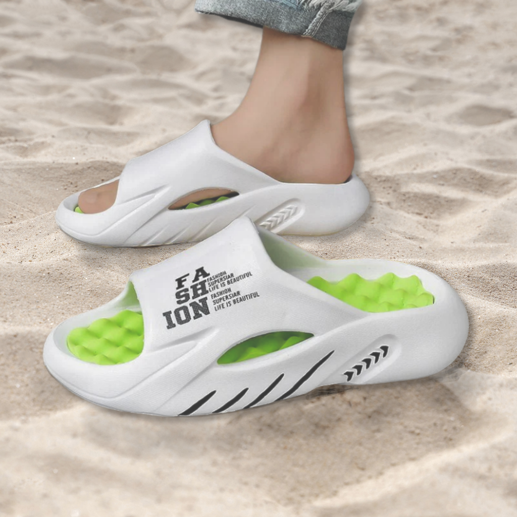 DreamFlops massasjetofler toppvisning pa sand
