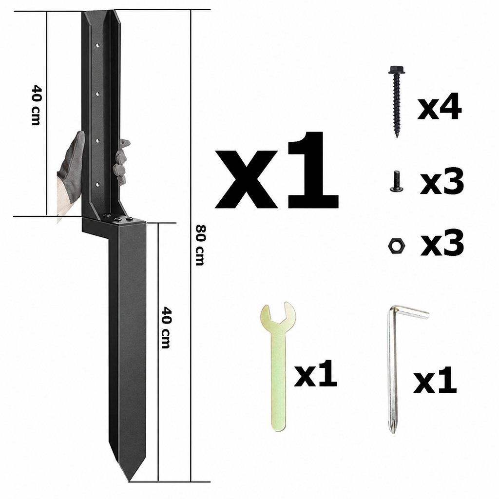 Stolpeanker 80 cm med skruer, bolter og nøkler