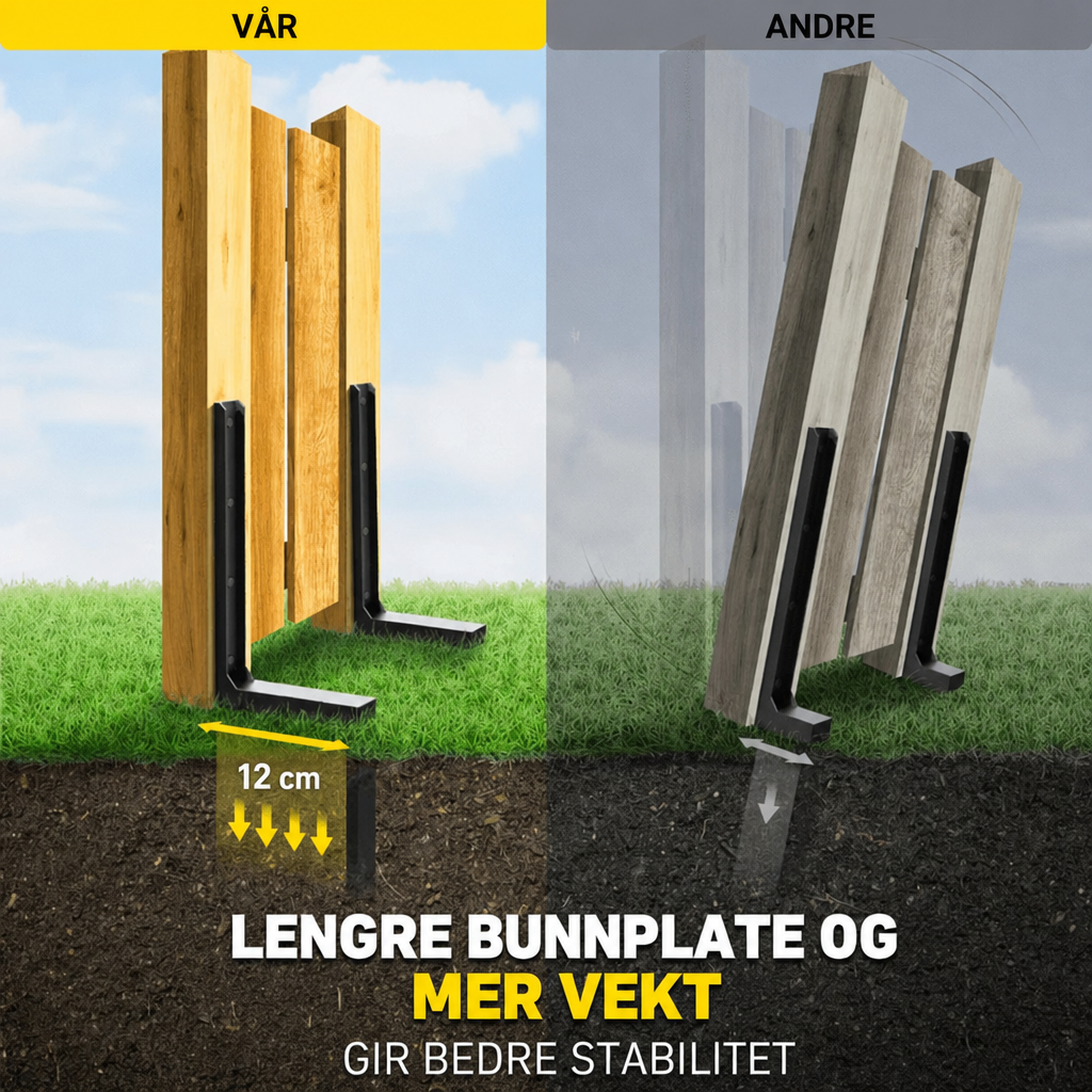 Lengre bunnplate og mer vekt gir bedre stabilitet