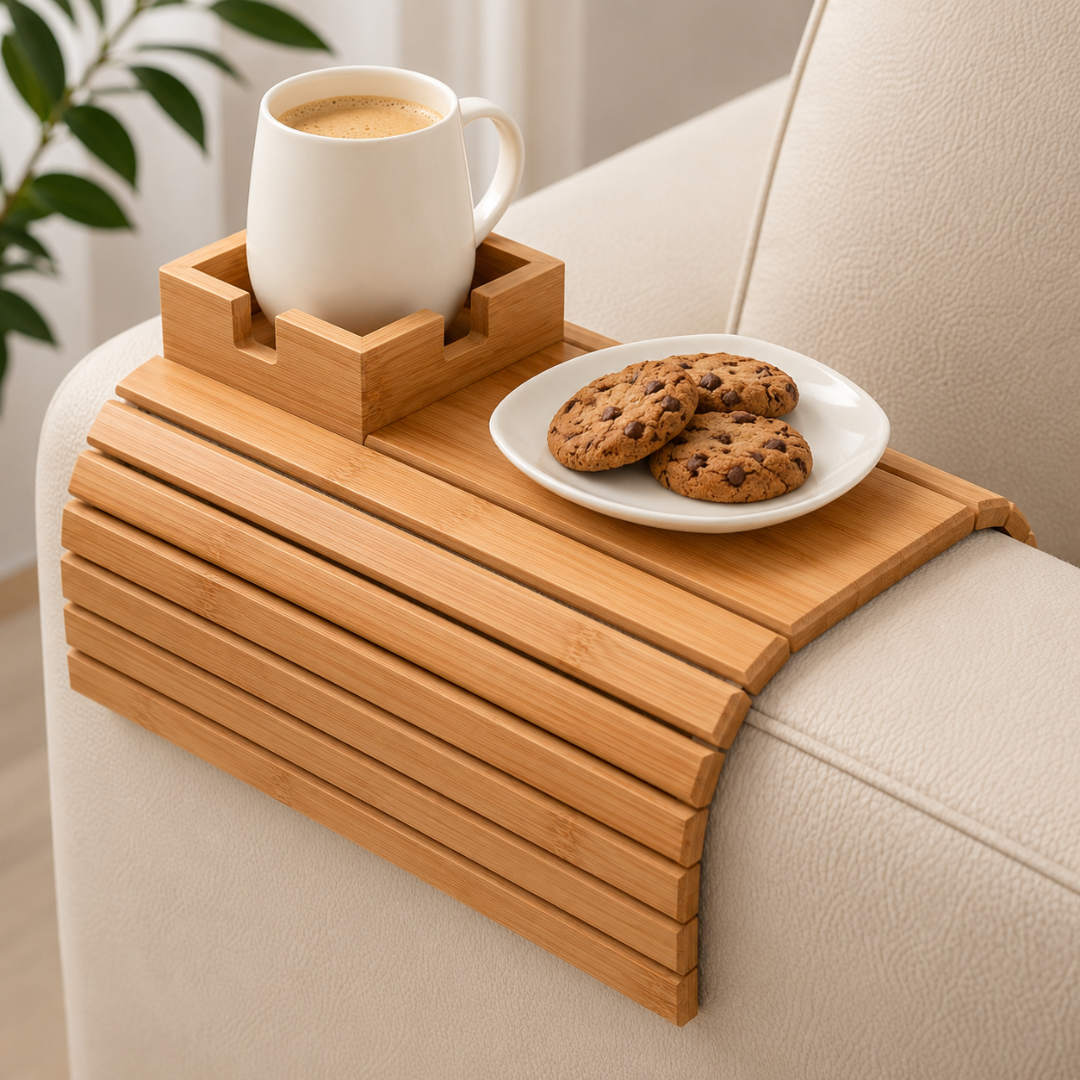 Sofabrett i tre til armlenet – bilde 2