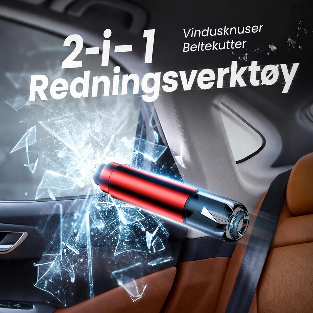 2-i-1 redningsverktoy - vindusknuser og beltekutter