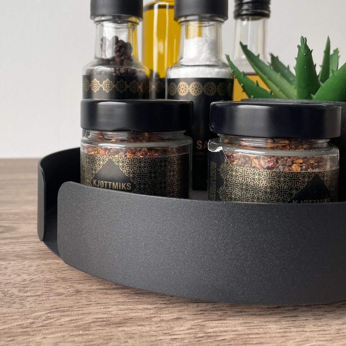 Snurrebrett lazy susan i matt sort metall – bilde 4