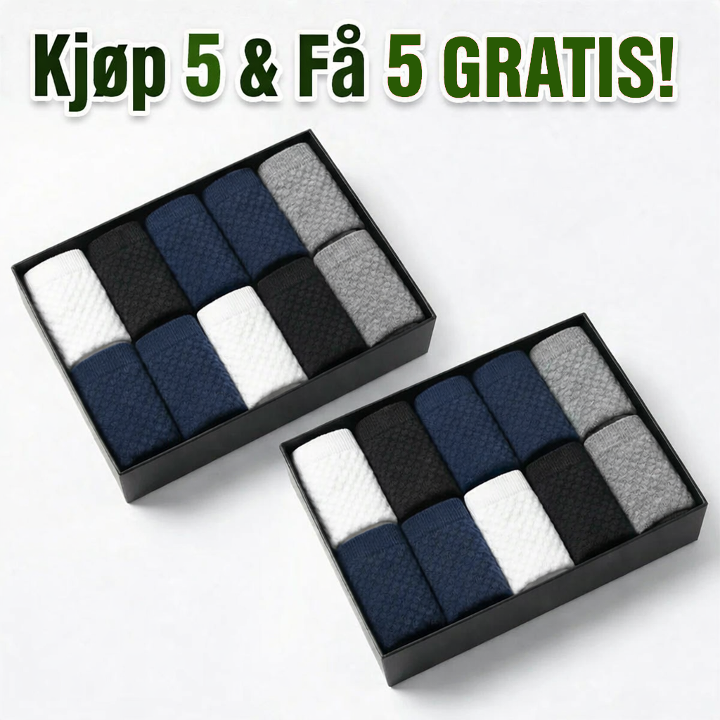 Bambussokker 5-pakning / Få 5 ekstra GRATIS