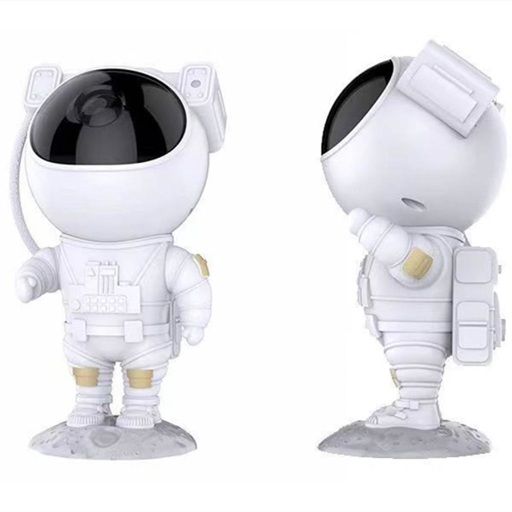 Astronaut-projektoren sett forfra og fra siden, med hodet vippet oppover