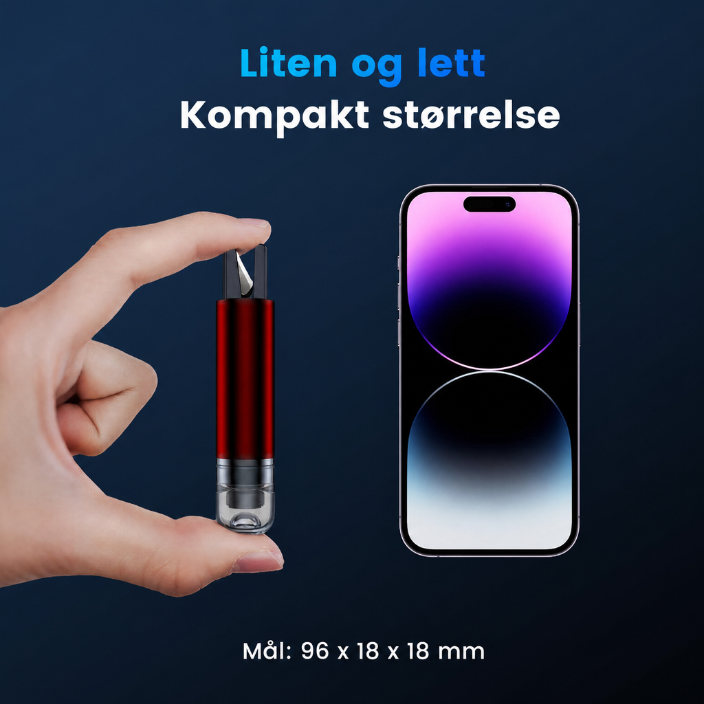 Kompakt storrelse 96 x 18 x 18 mm