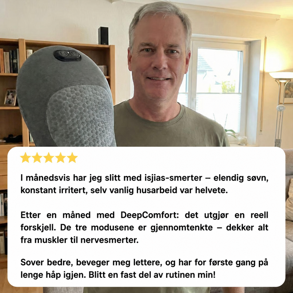 DeepComfort 3-i-1 Ryggmassasjepute – Daglig løsning for skiveutglidning & isjias