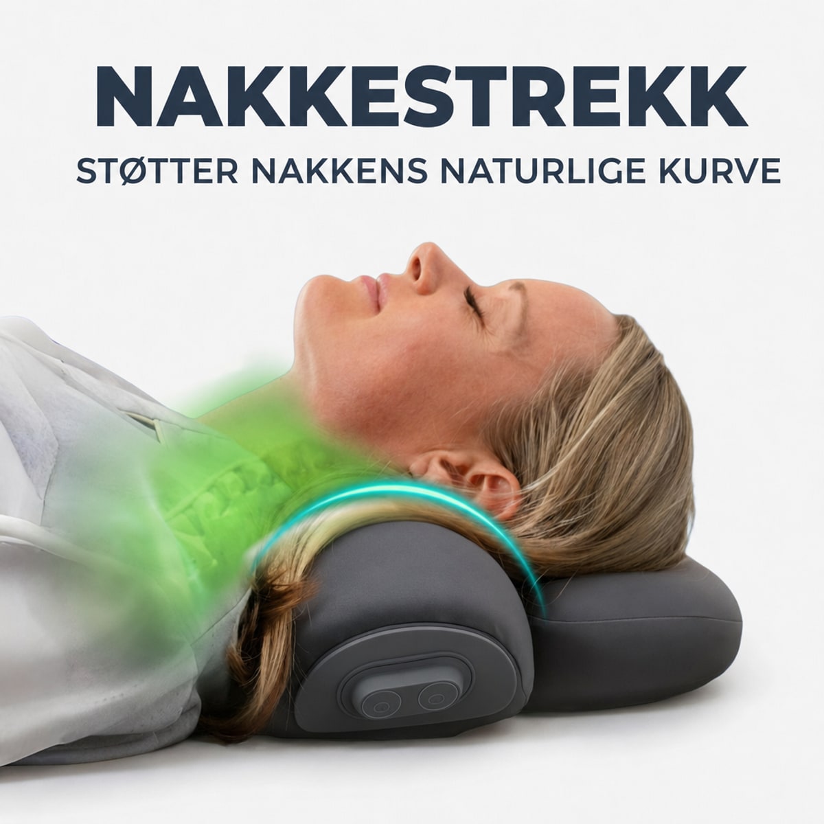 Nakkestrekk som stoetter nakkens naturlige kurve