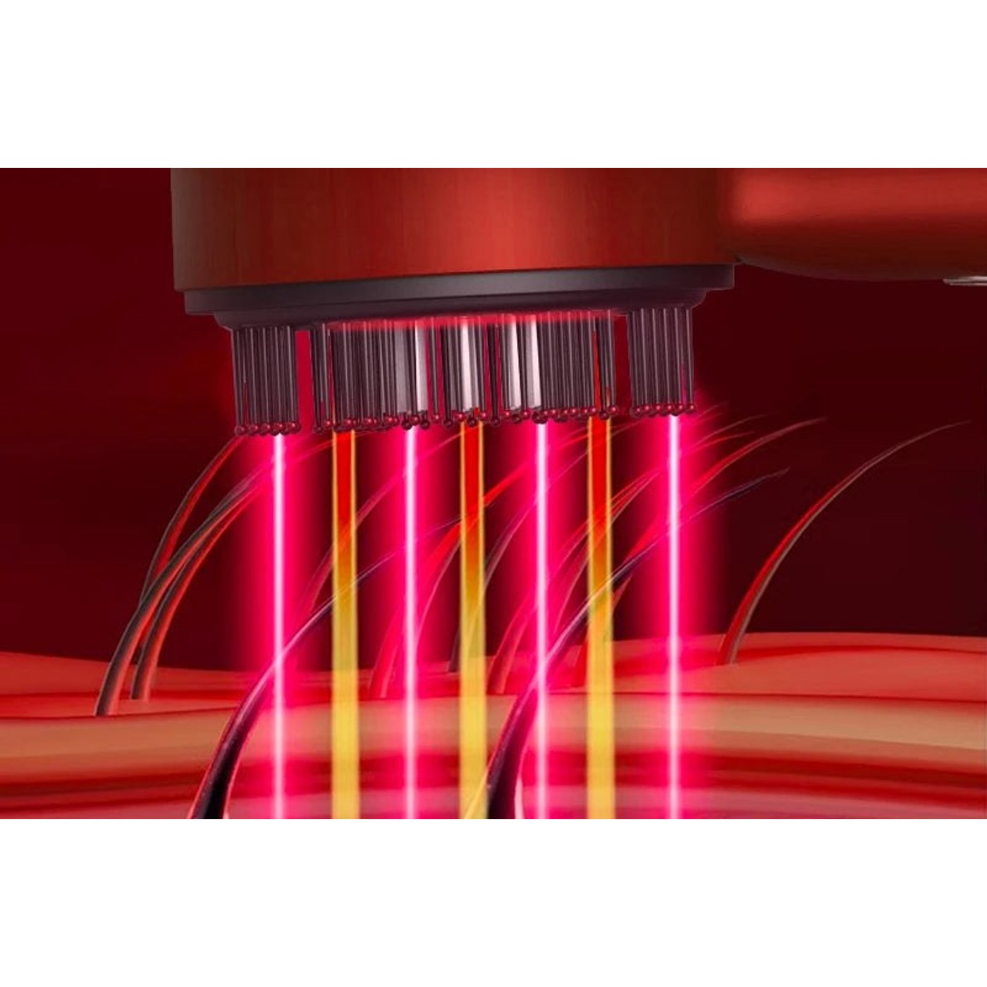 Roedt LED-lys mellom fingrene