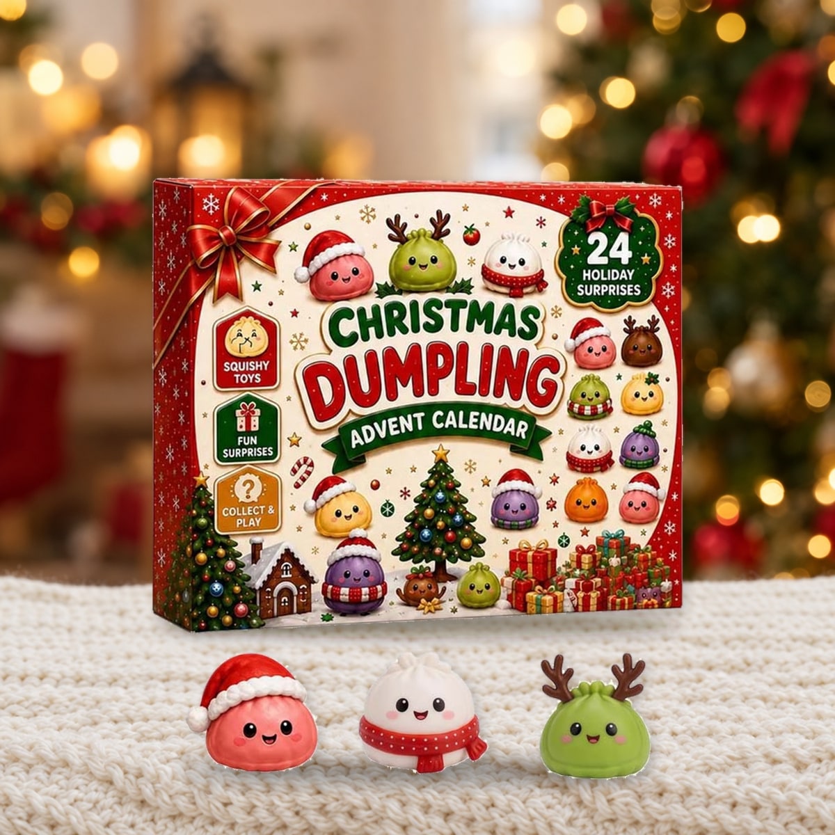 Knøttis squishy julekalender med tre figurer