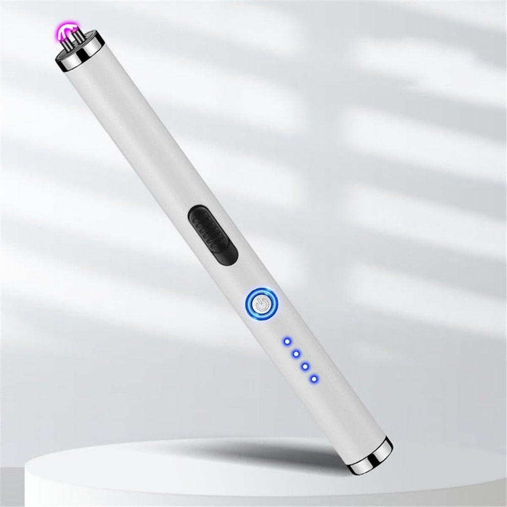Hvit elektrisk lighter sett skrått forfra