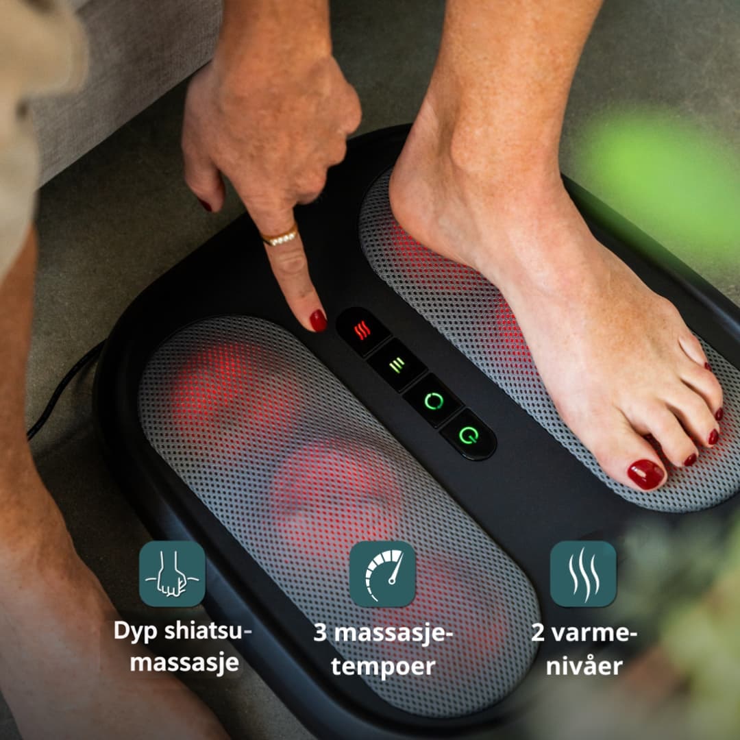 Knappene på apparatet: dyp shiatsu-massasje, tre hastigheter og to varmetrinn