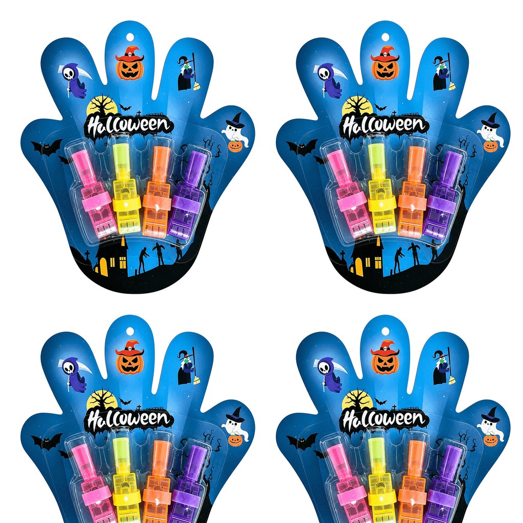 Fire kort med fire fingerlys hver