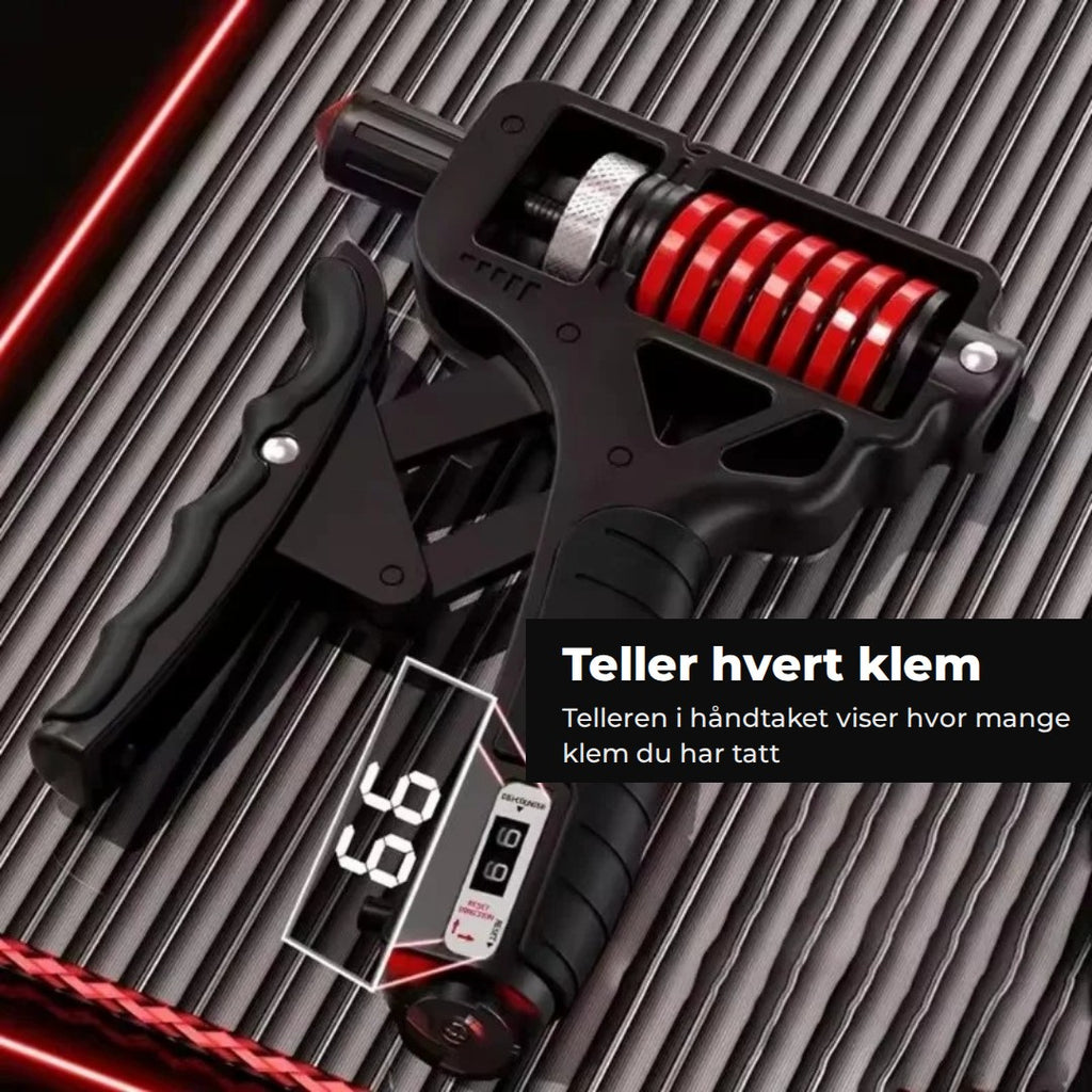 Telleren i håndtaket forstørret: teller hvert klem