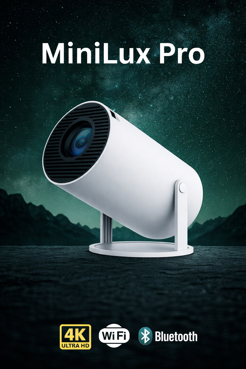 MiniLux Pro – Smart Miniprojektor med WiFi og Bluetooth