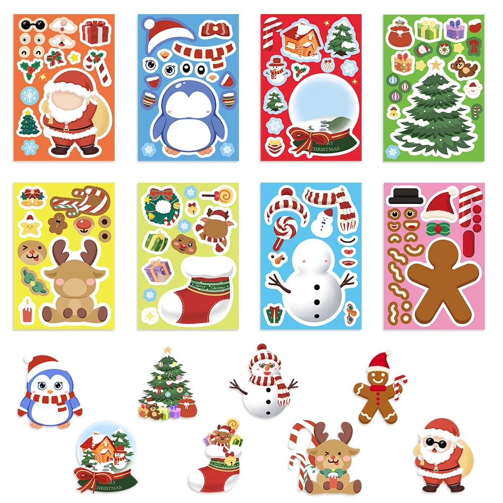 Stickerark med julefigurer