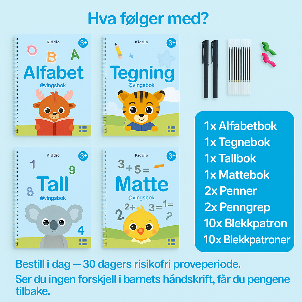 Kiddio pakkeinnhold