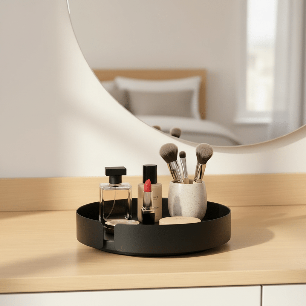 Snurrebrett lazy susan i matt sort metall – bilde 6