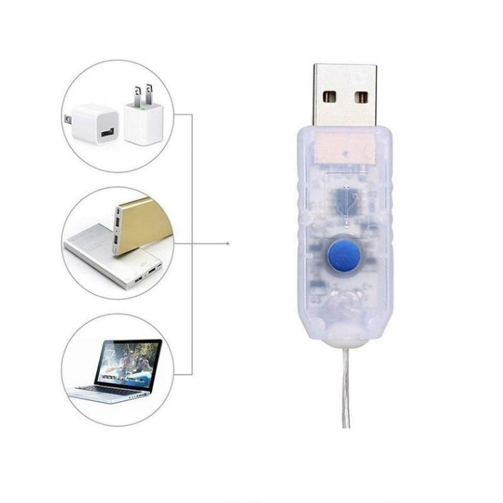 USB-pluggen til lysgardinen, som kan kobles til lader, powerbank eller PC