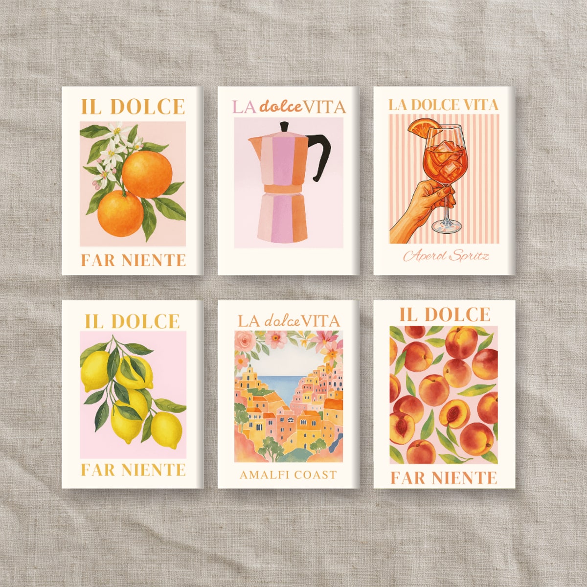 De seks lerretene i settet «Dolce vita»
