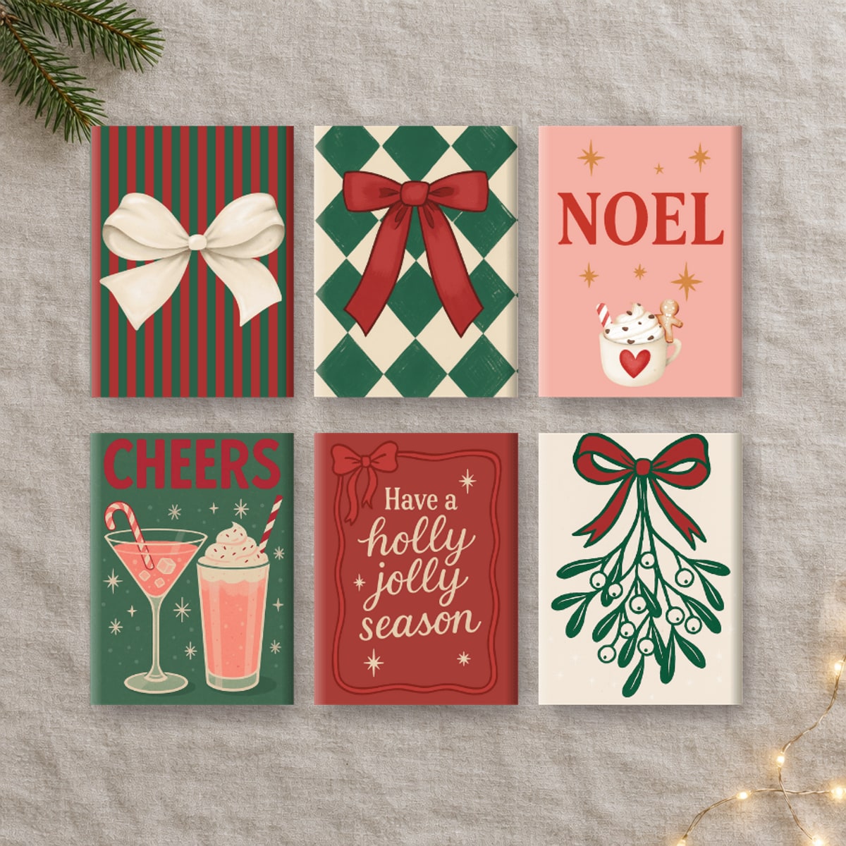 De seks lerretene i settet «God jul»