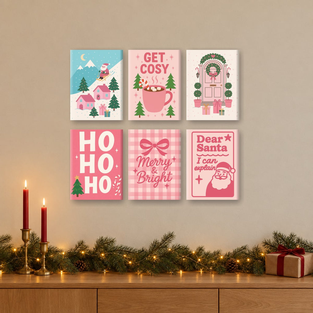 Maling etter tall «Rosa jul»: seks ferdige minimalerier på veggen
