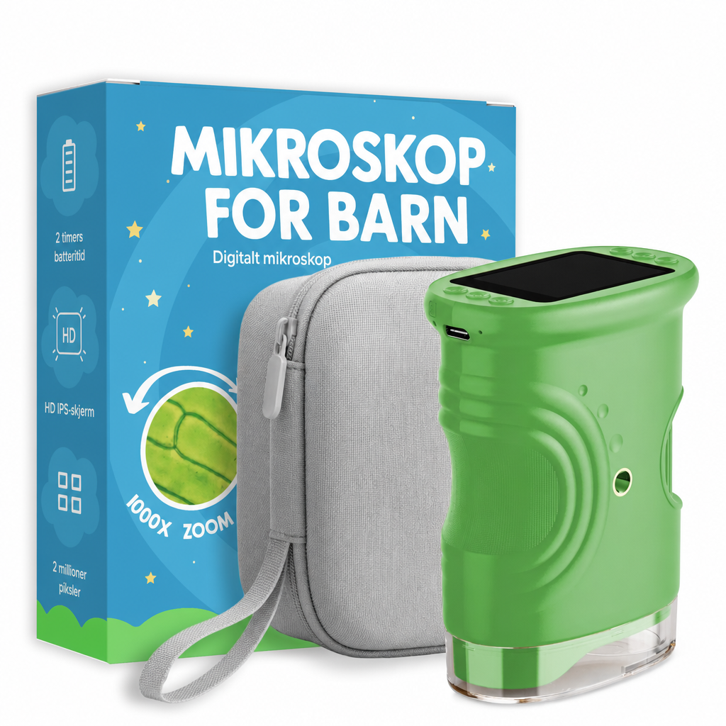 Eventyr-mikroskop for barn – digitalt 1000x zoom (gavesett)