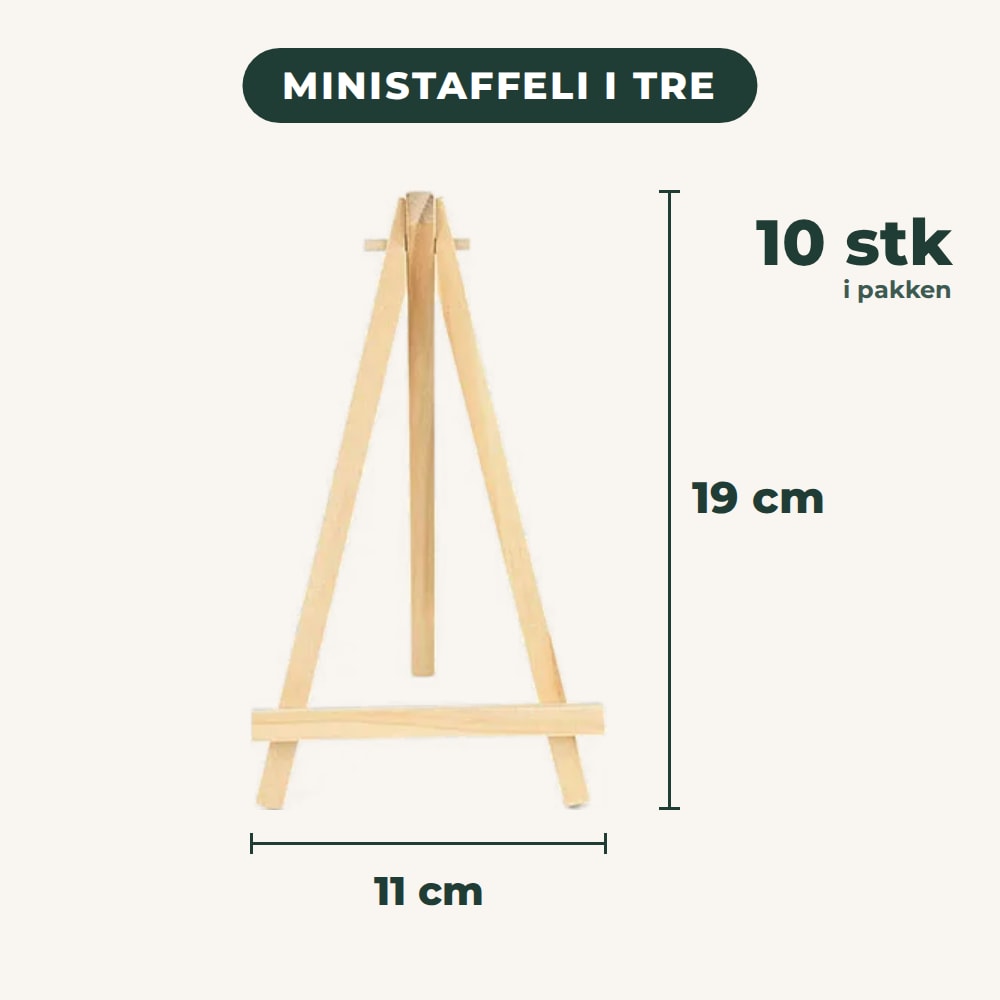 Ministaffeli i tre: 19 cm høyt og 11 cm bredt, 10 stk i pakken