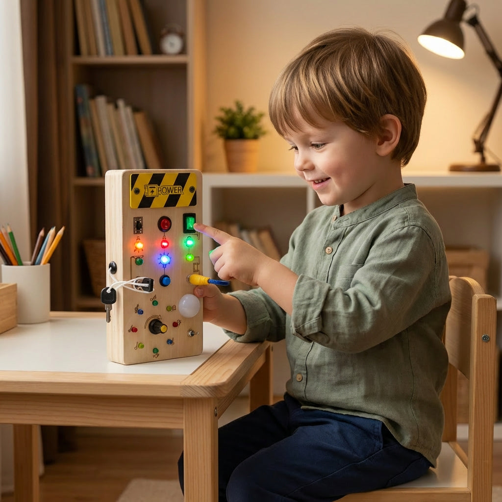 Montessori sensorikbrett med LED-lys