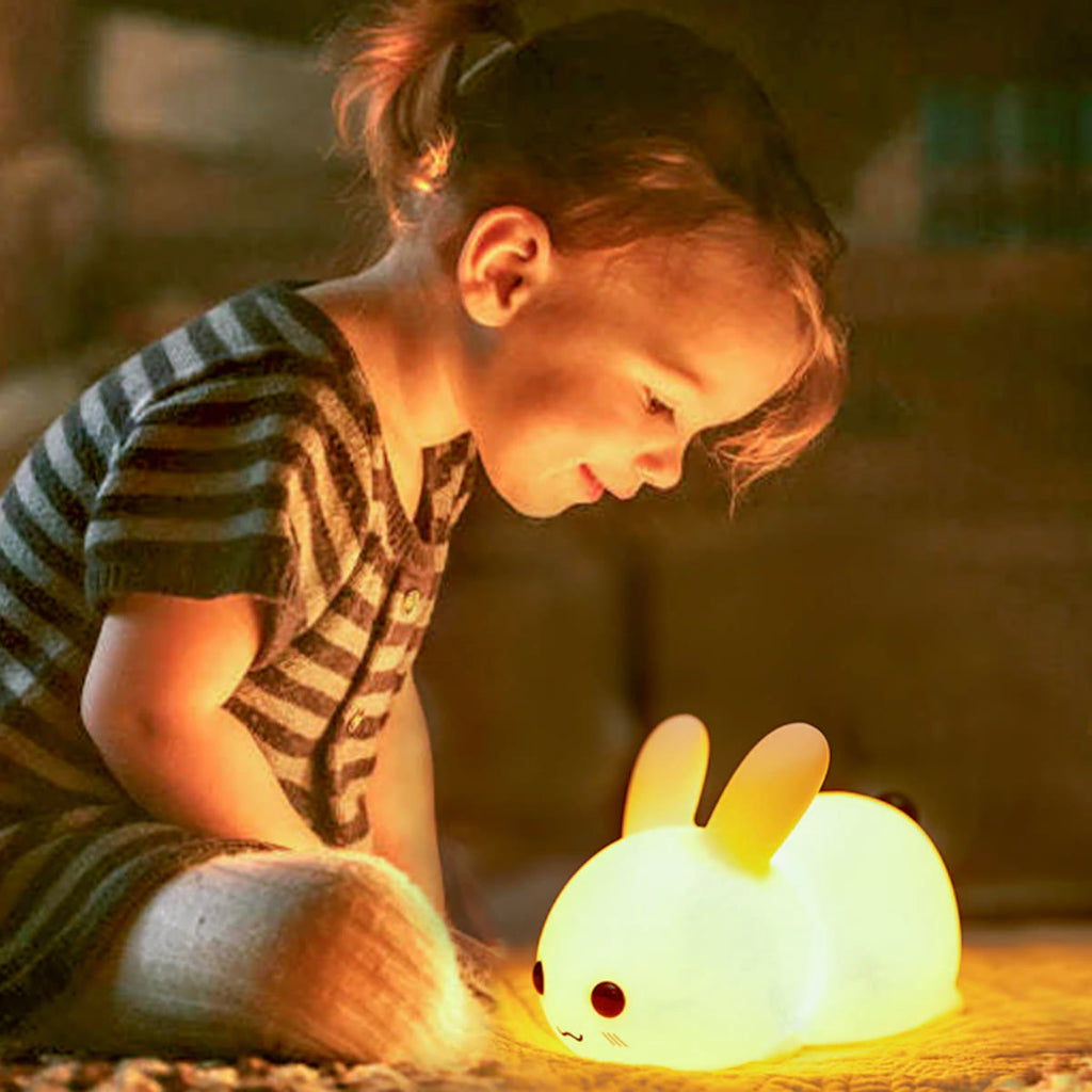 Nattlampe for barn – kanin i silikon med touch – bilde 1