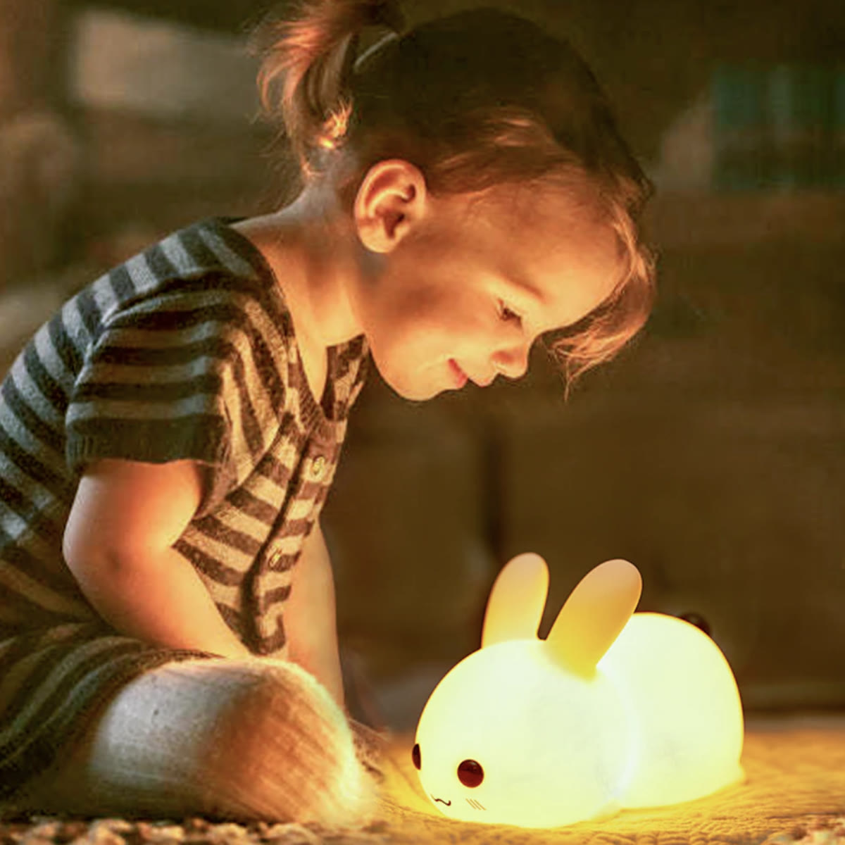 Nattlampe for barn – kanin i silikon med touch – bilde 1