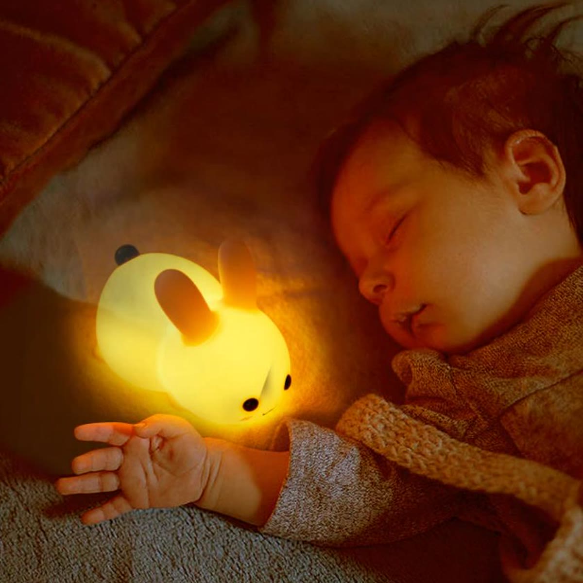Nattlampe for barn – kanin i silikon med touch – bilde 3