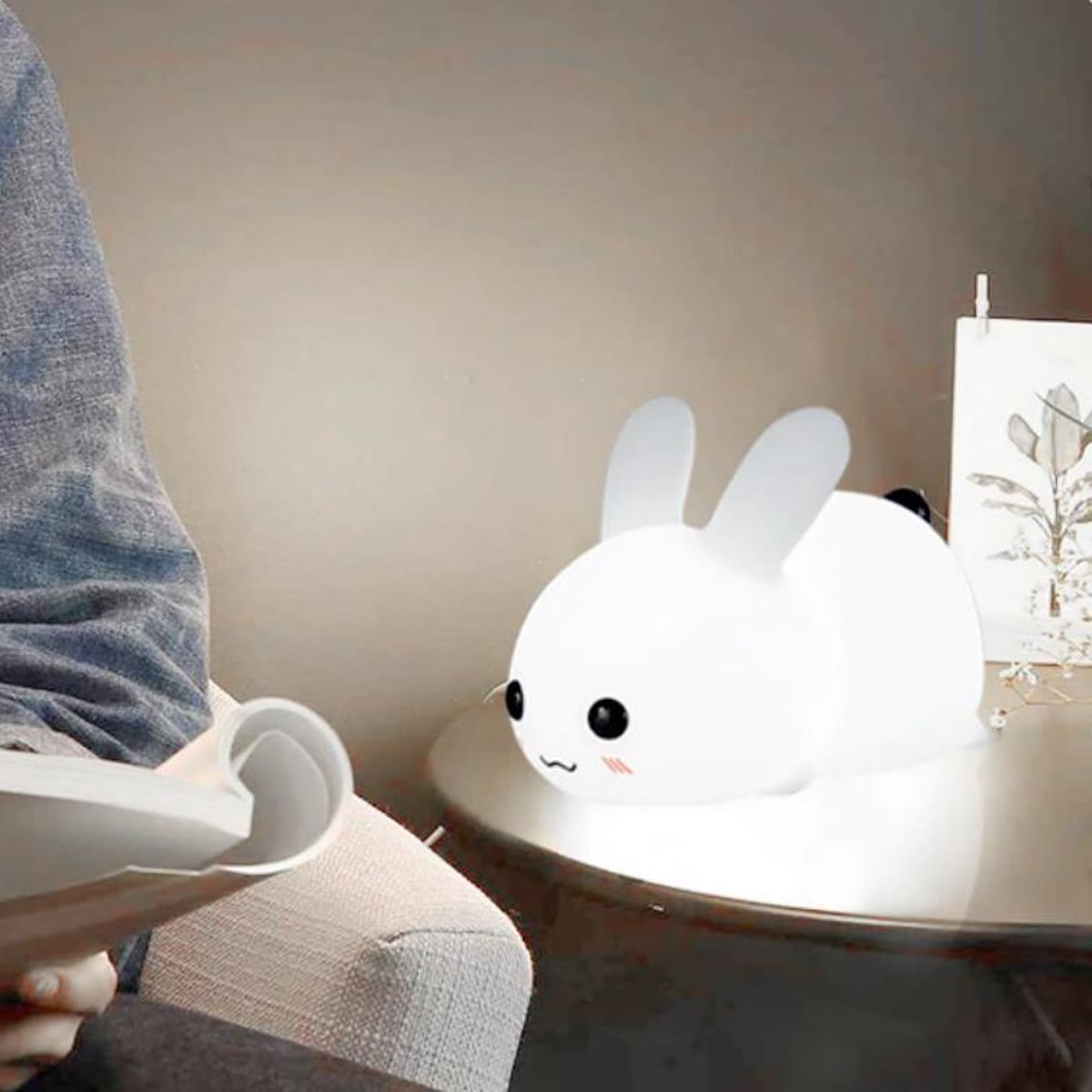 Nattlampe for barn – kanin i silikon med touch – bilde 6