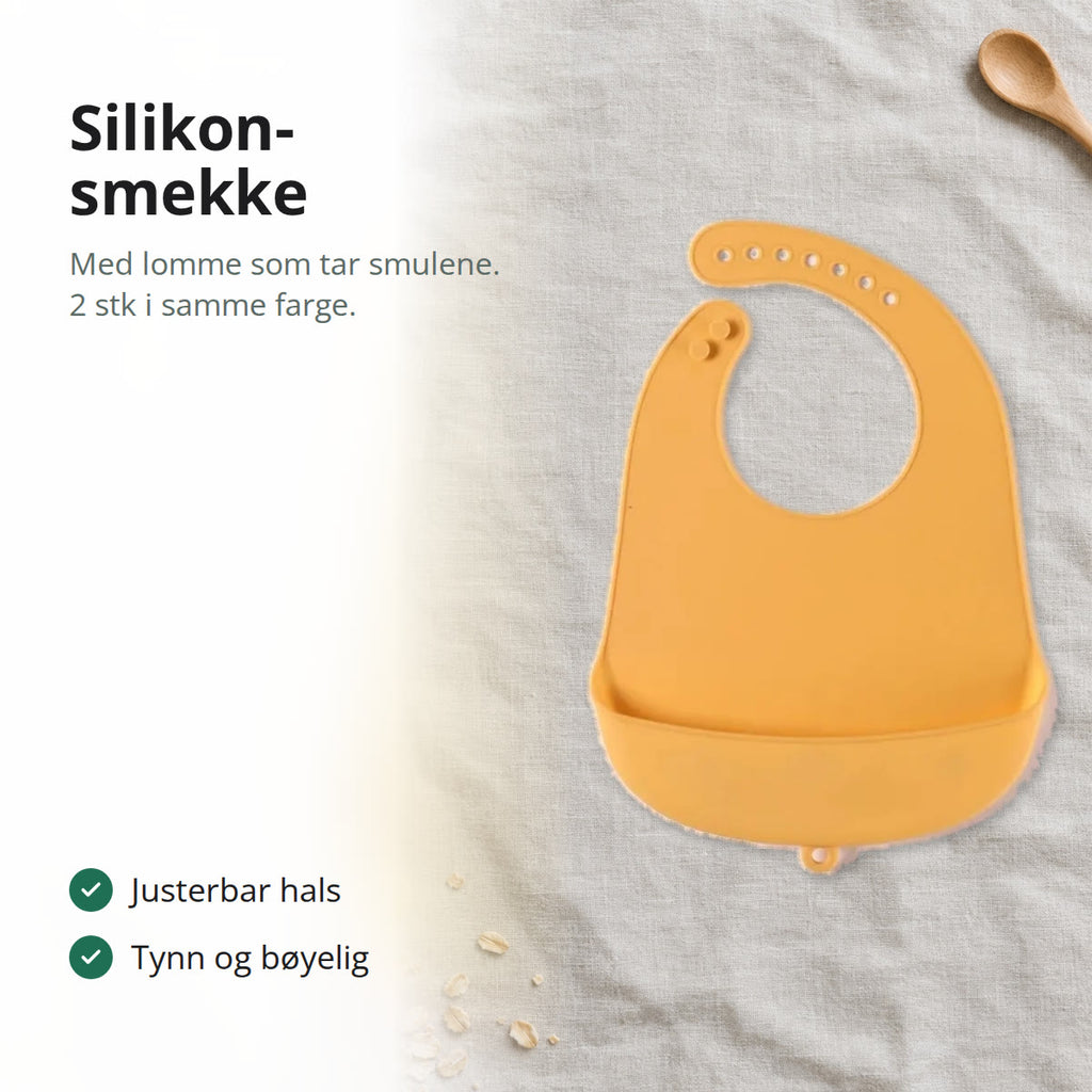 Gul silikonsmekke med lomme på en linduk