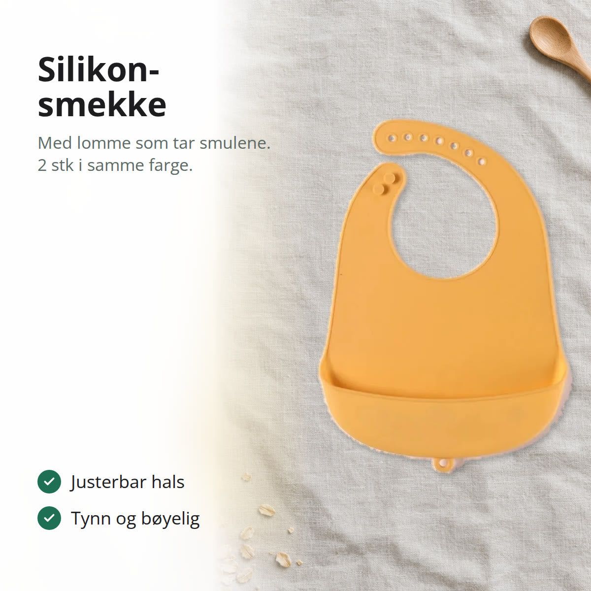 Gul silikonsmekke med lomme på en linduk