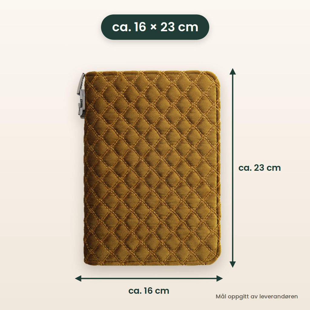 Mål: ca. 16 × 23 cm ifølge leverandøren
