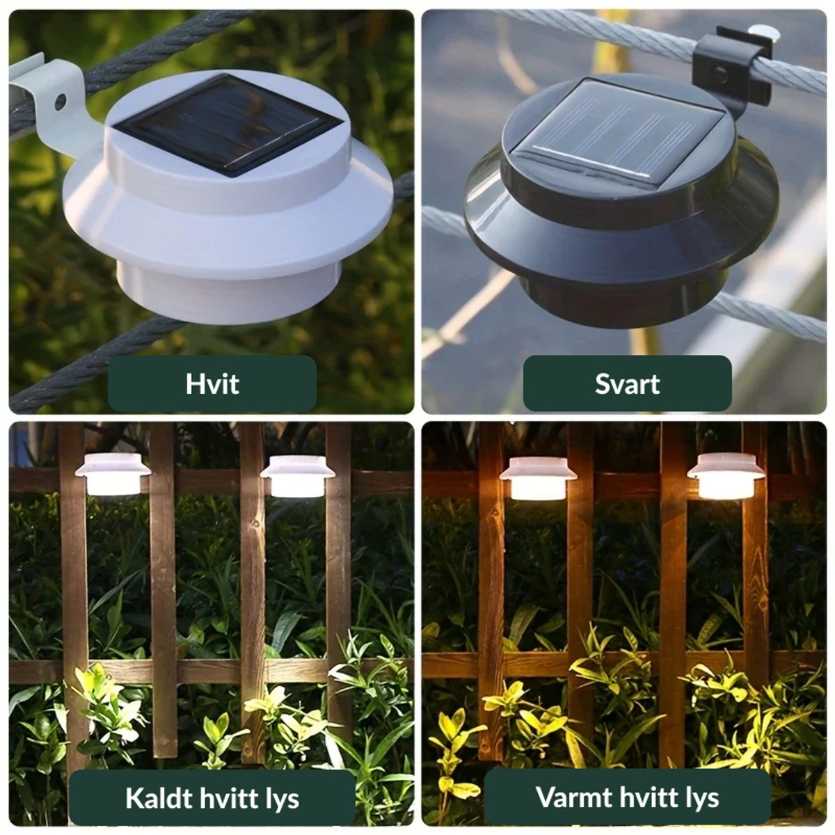 Lampen i hvitt eller svart, med kaldt hvitt eller varmt hvitt lys