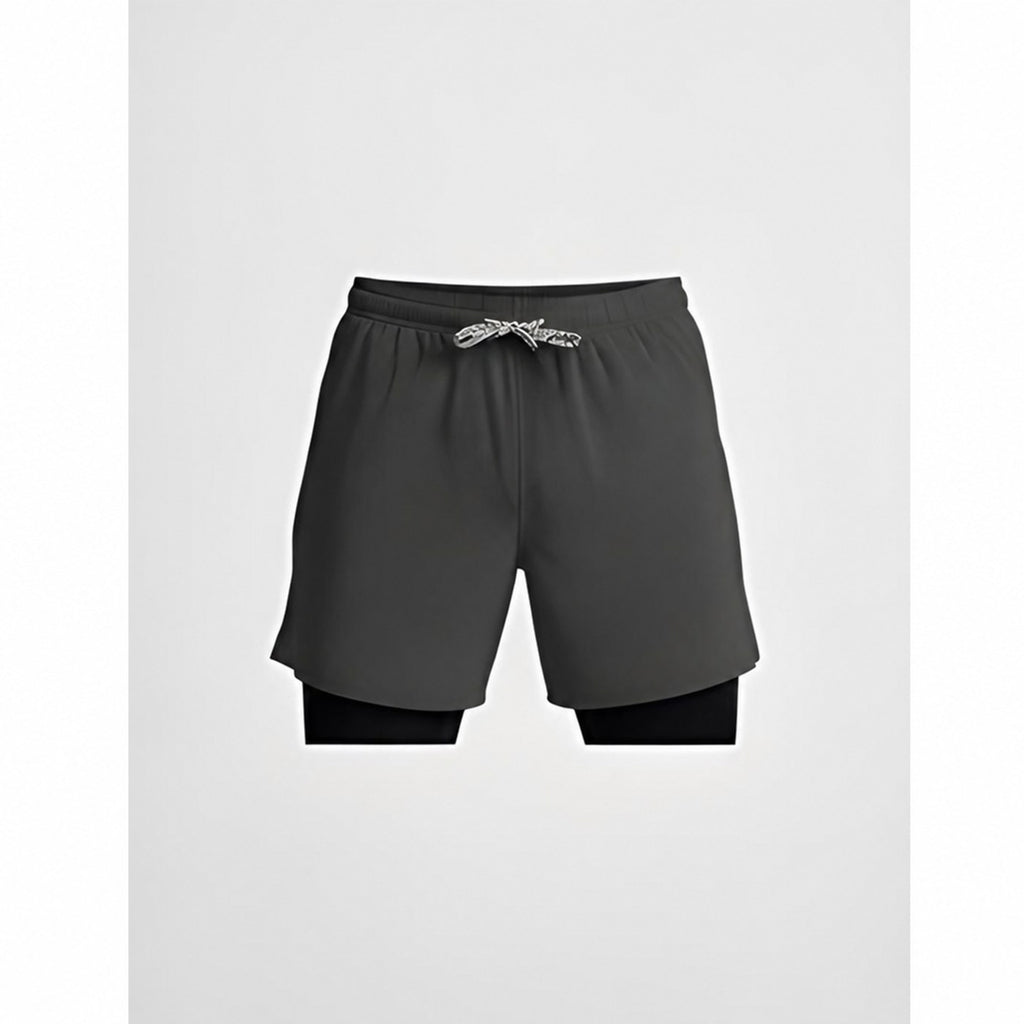 Loepeshorts i graa, flatlagt