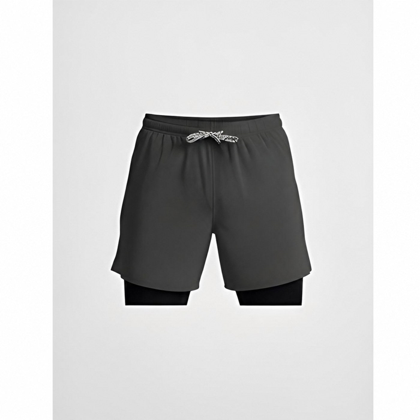 Loepeshorts i graa, flatlagt