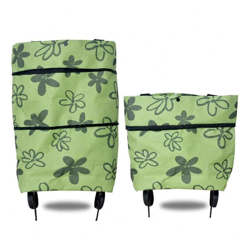 Handleveske i groenne blomster