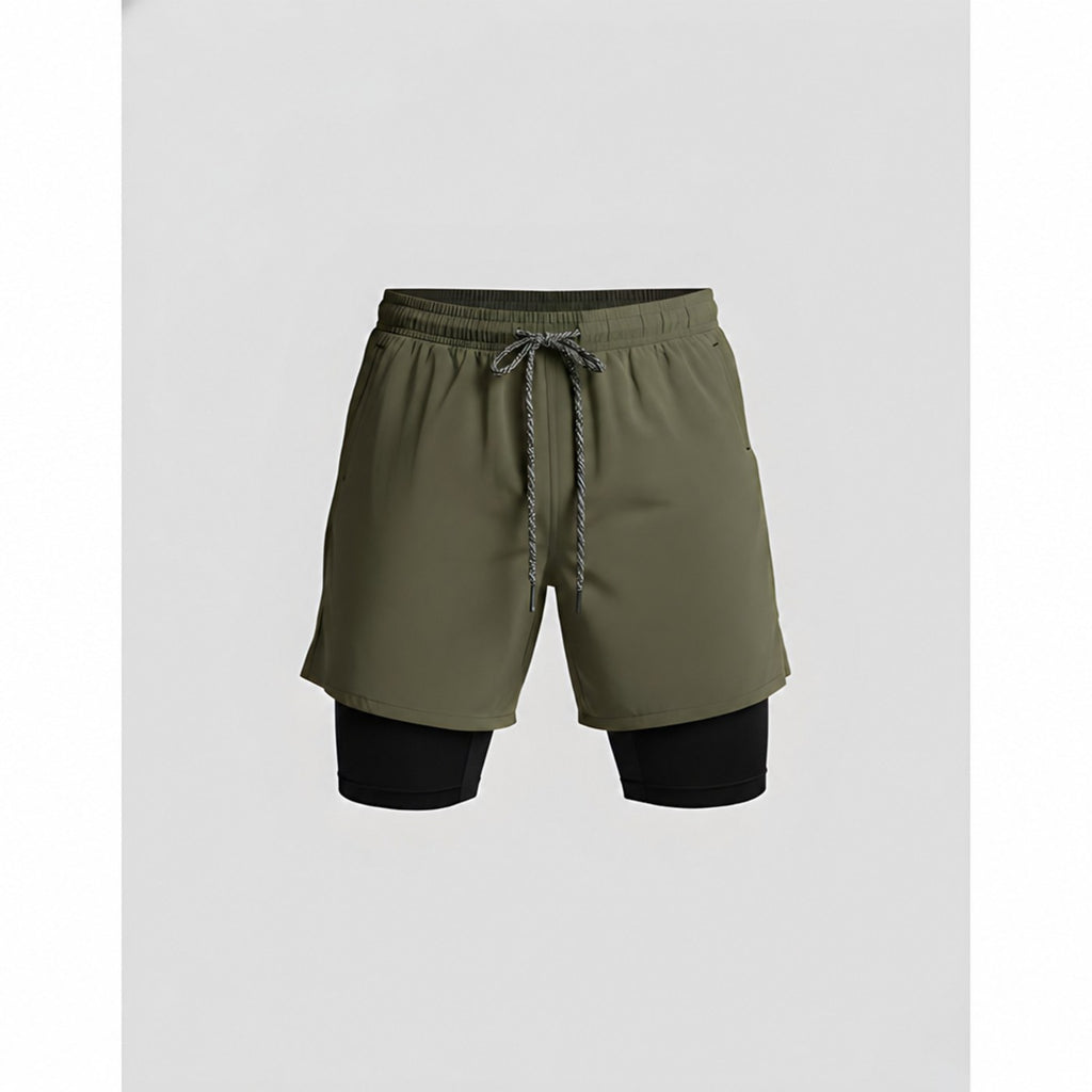 Loepeshorts i groenn, flatlagt