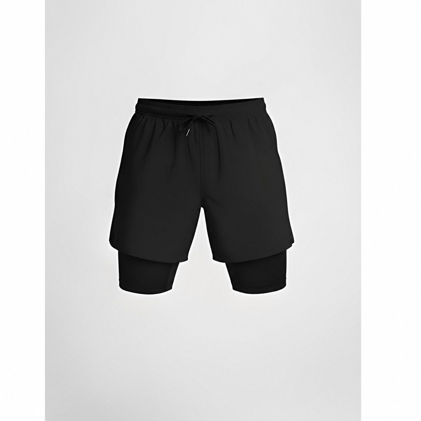 Loepeshorts i svart, flatlagt