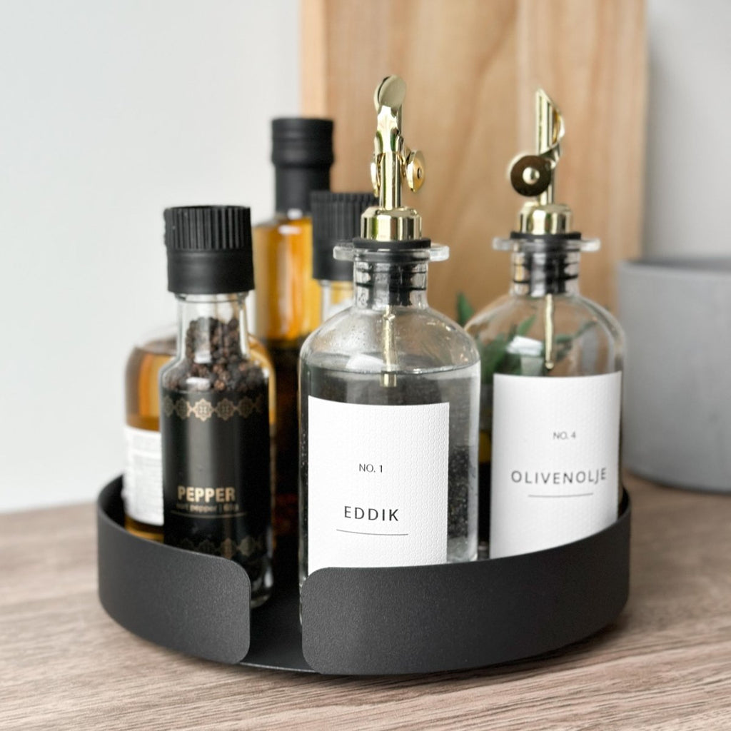 Snurrebrett lazy susan i matt sort metall – bilde 2